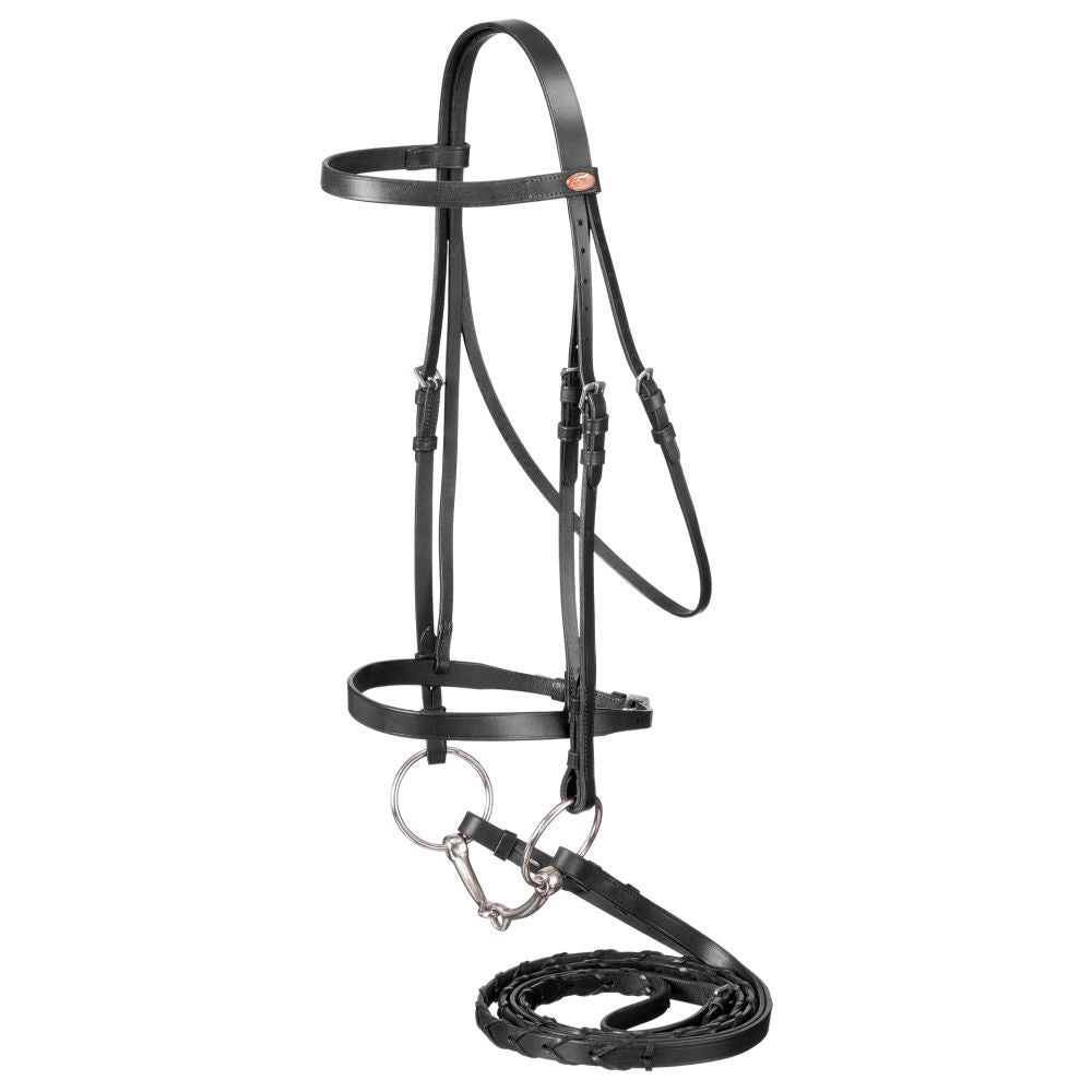Laced Rein Snaffle Bridle, Color: black-2, Size: Cob