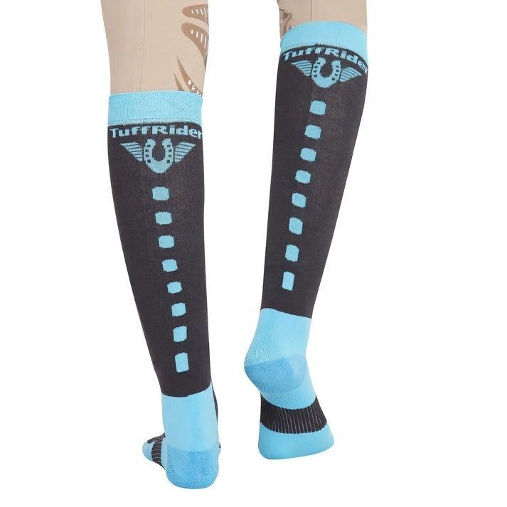 Ladies Ventilated Knee Hi Socks, COLORS: Charcoal/Neon Blue, Size: STD