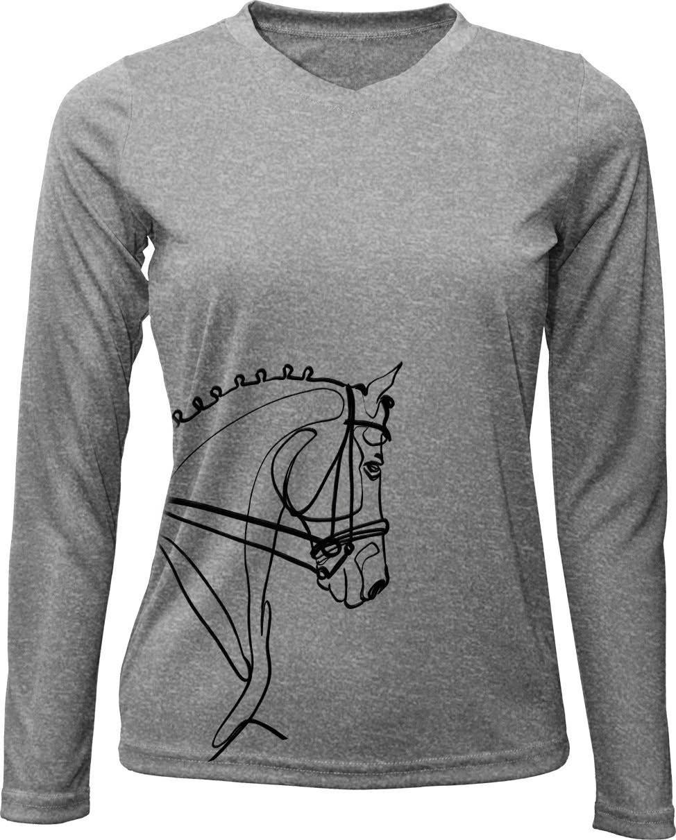 Long Sleeve V-Neck Sun Shirt w/ Dressage Head, Size: XS