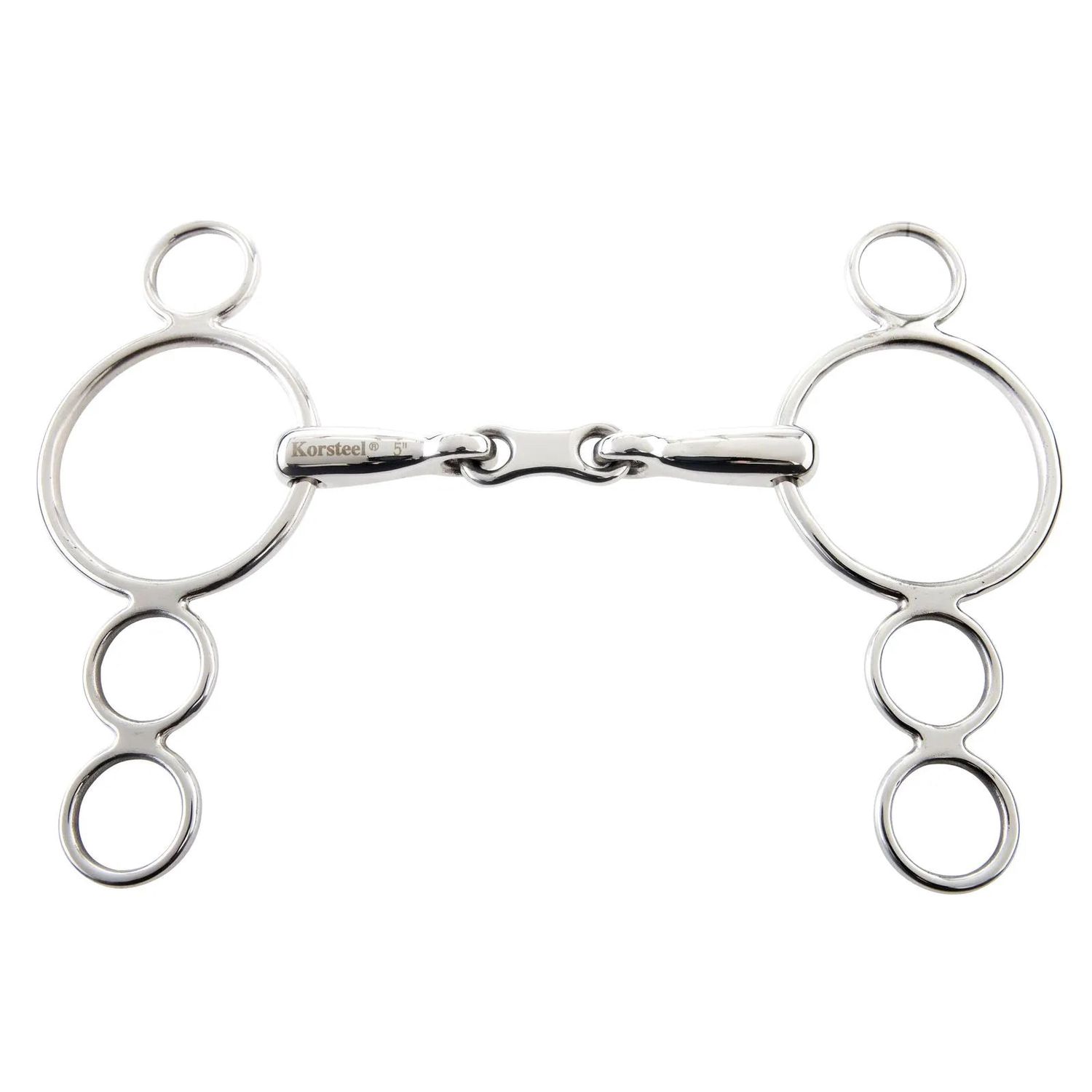 Korsteel Elevator French Link 3 Ring Dutch Gag Bit, Size: 5"
