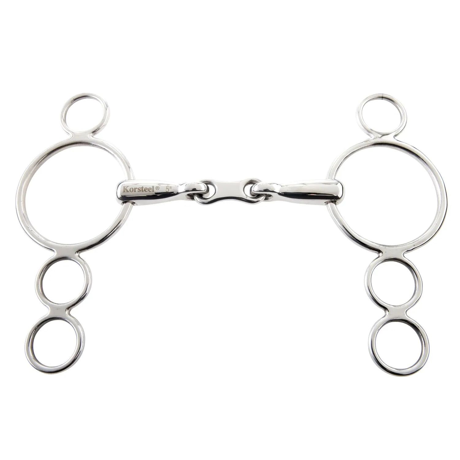 Korsteel Elevator French Link 3 Ring Dutch Gag Bit, Size: 5"