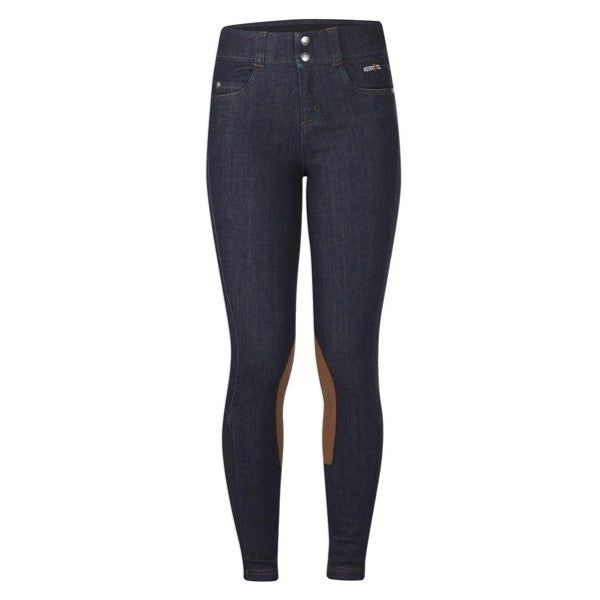 Kid's Stretch Denim Knee Patch Riding Breech, Color: denim, Size: S