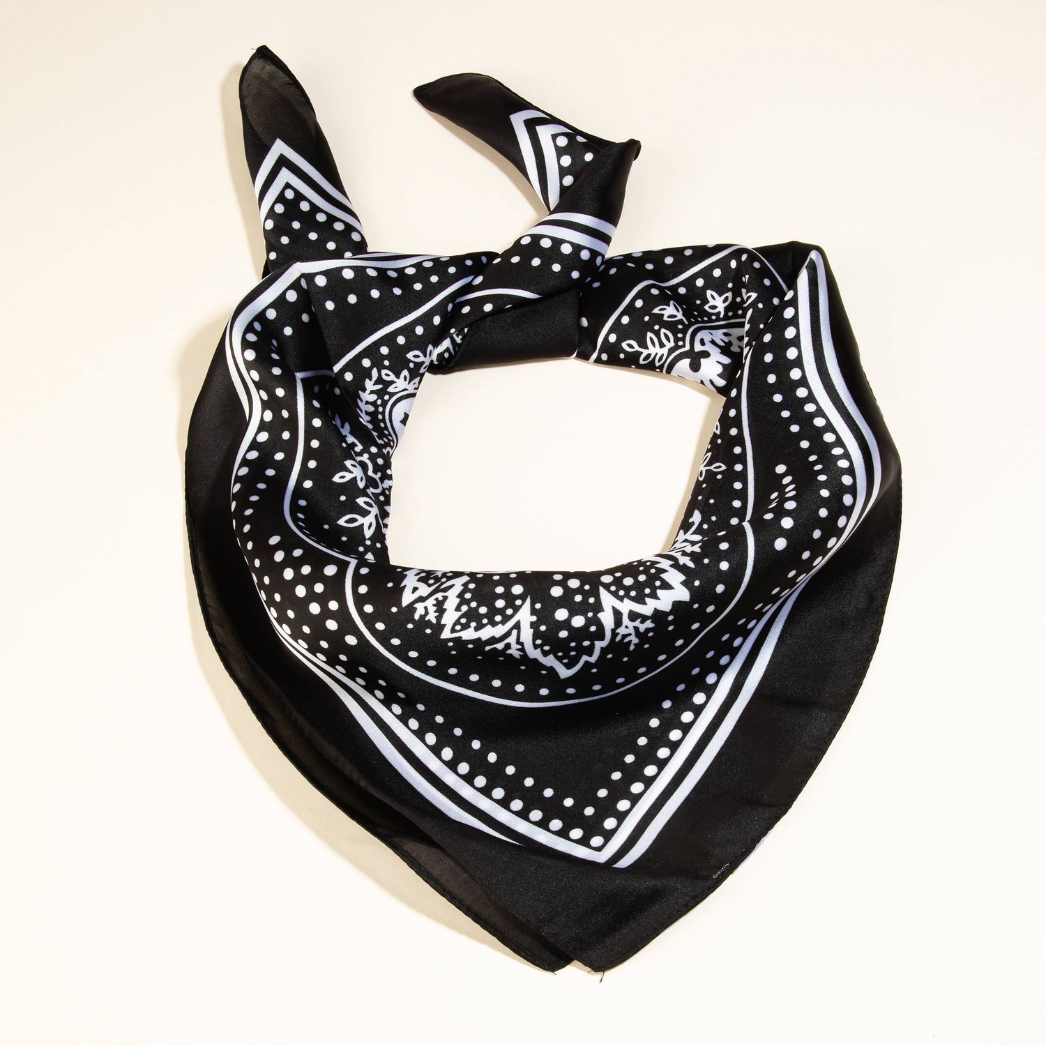 Light Paisley Design Square Scarf, Color: Black