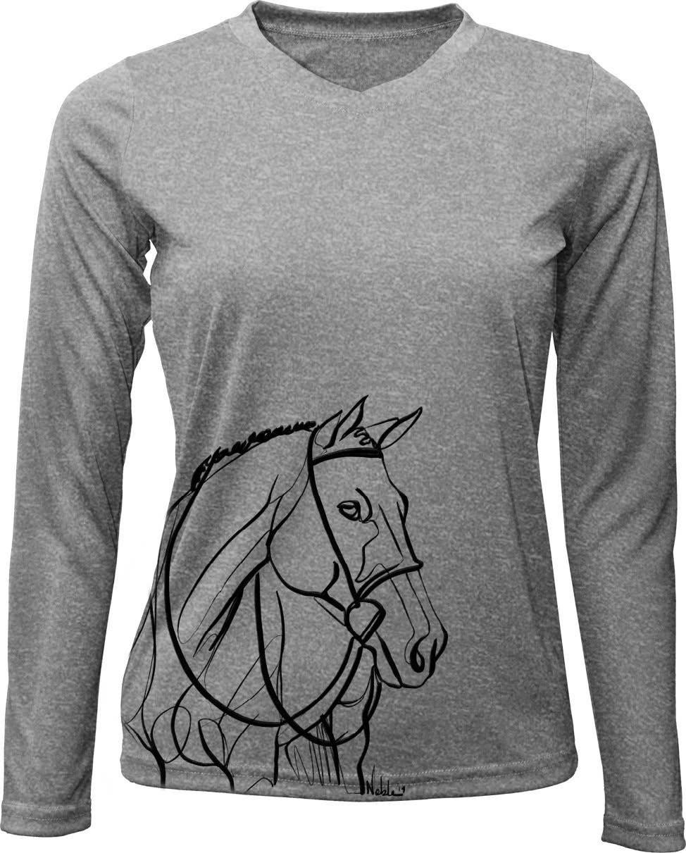 Long Sleeve V-Neck Sun Shirt w/ Hunter, Size: XS
