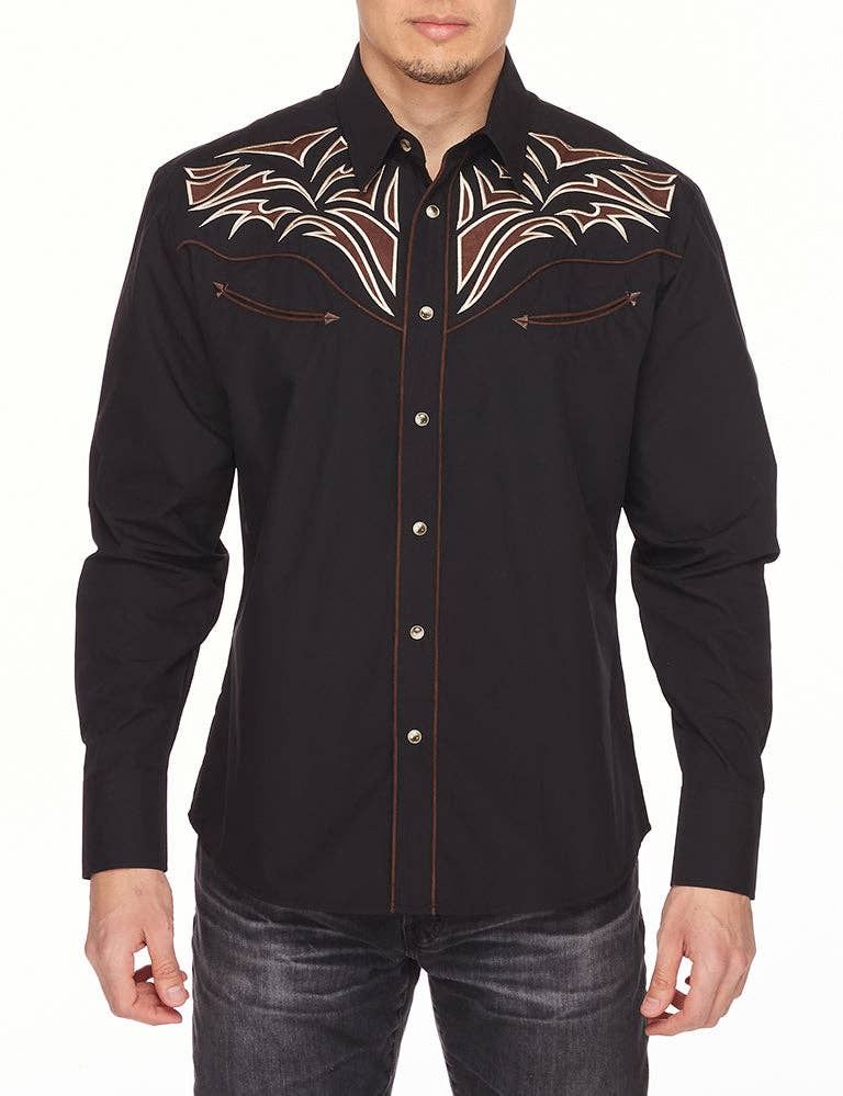 Men's Western Embroidery Cowboy Outfit Shirt, Size: S