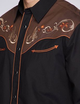 Men's Western Embroidered Cowboy Snap Button Shirt