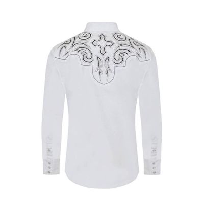 Men's White Western Embroidery Shirt