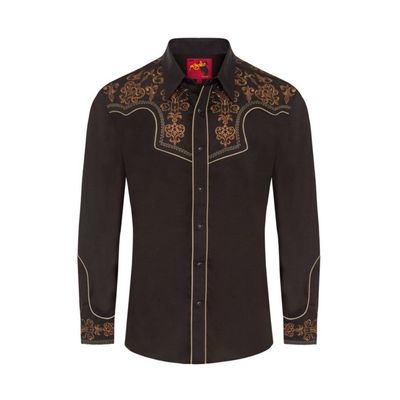 Men's Dark Western Embroidery Shirt