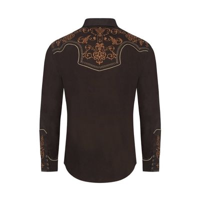 Men's Dark Western Embroidery Shirt