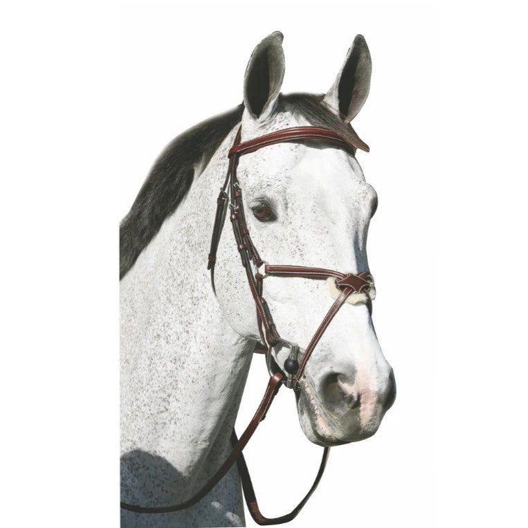 Mono Crown Raised Figure Eight Bridle w/ Rubber Reins, COLORS: Australian Nut, Size: Cob