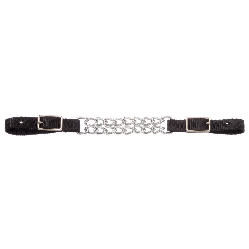 Nylon Curb Strap with Double Chain, Color: black-2