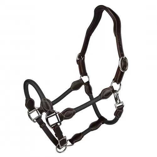 OEQ Leather Rope Halter, Color: black-2, Size: Cob