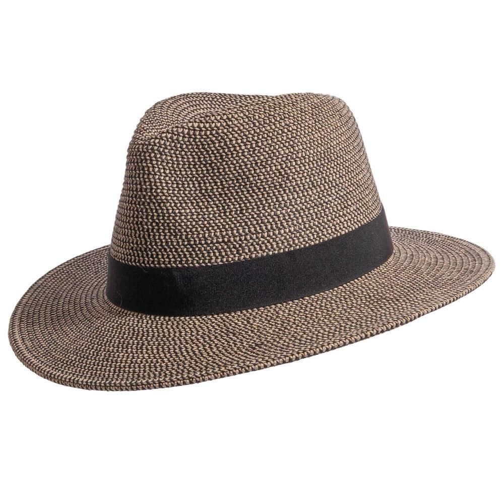 Nero Two-Tone Woven Straw Fedora Hat, Color: black-1, Size: small