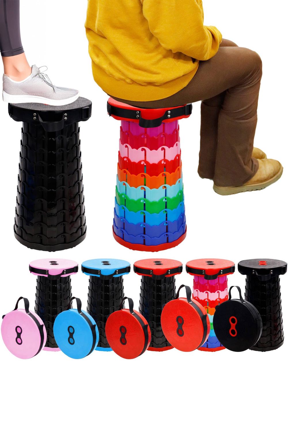 Portable Retractable Telescoping Stool, Color: ASSORTED, Size: ONE SIZE