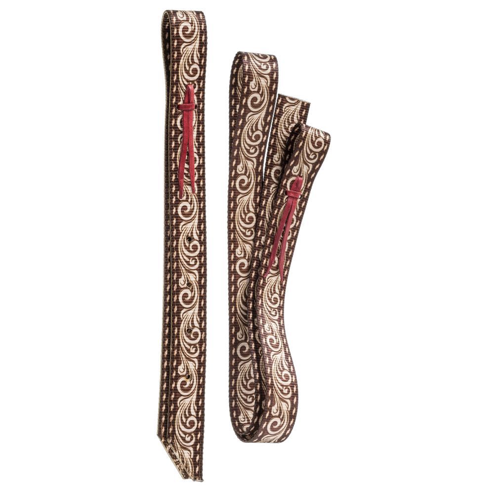 Printed Off Billet and Tie Strap, Color: Brown Tooled Leather