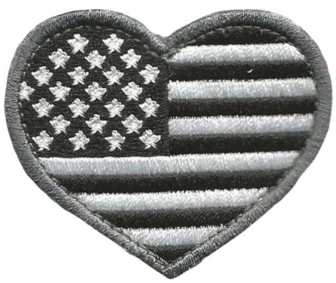 Notch USA Heart Flag Patch, Color: Black &amp; White