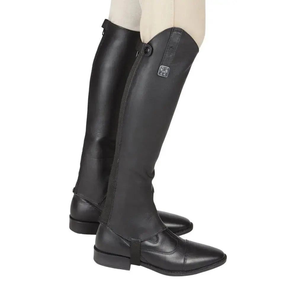 Premium Leather Half Chaps, Color: black-2, Size: XS