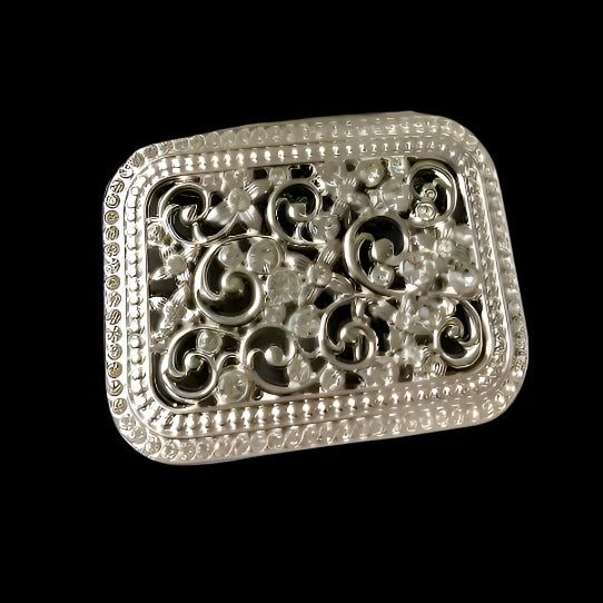 Rhinestone Western Belt Buckle Bling, Color: Silver