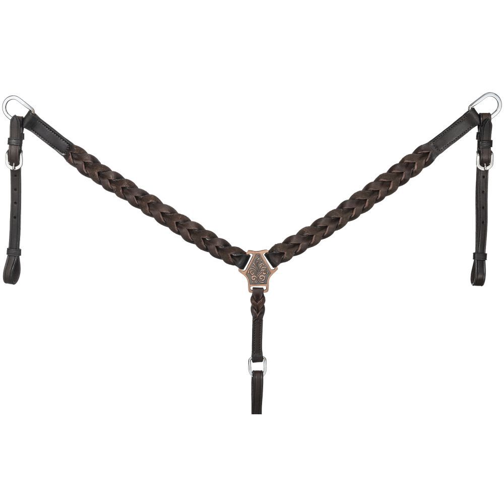 RK Braided Leather Breastcollar, Color: dark-oil