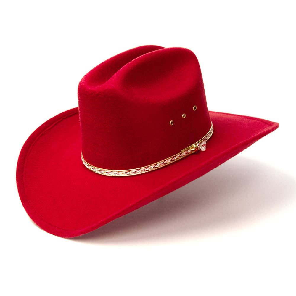Red Felt Finish Cattleman Hat, Size: S/M
