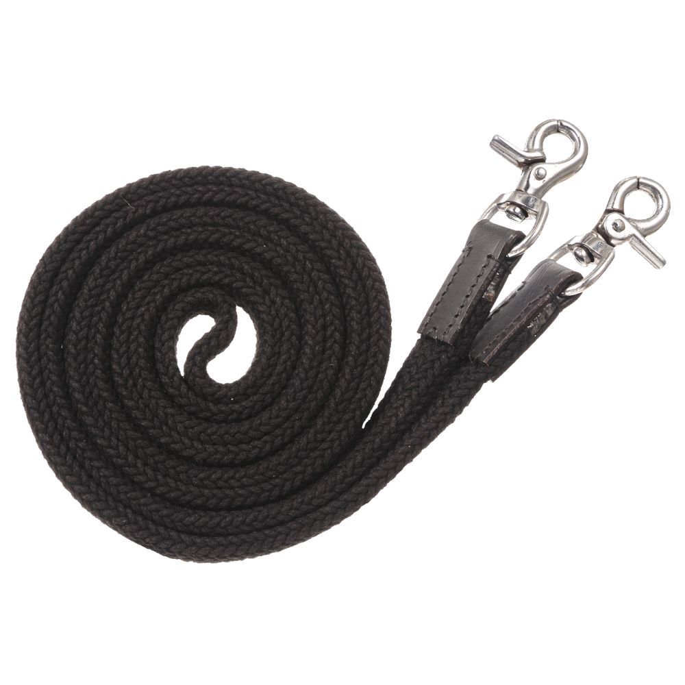 Royal King Deluxe Flat Roping Reins, Color: black