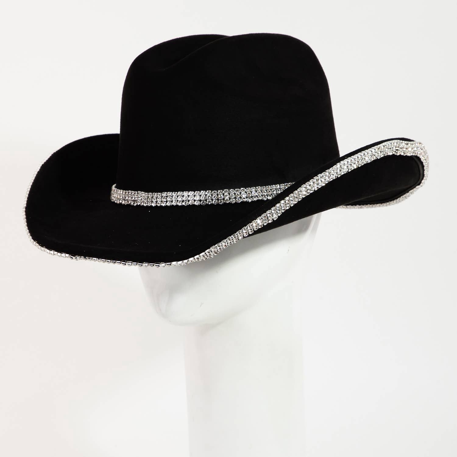 Rhinestone Trim Cowboy Hat, Color: BK