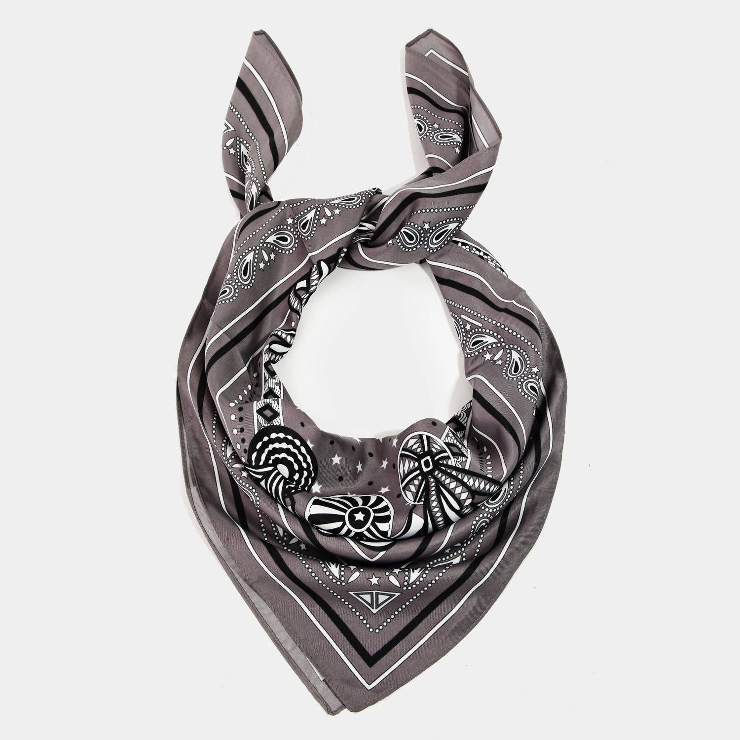 Ribbon And Braids Paisley Square Bandana, Color: slate-grey
