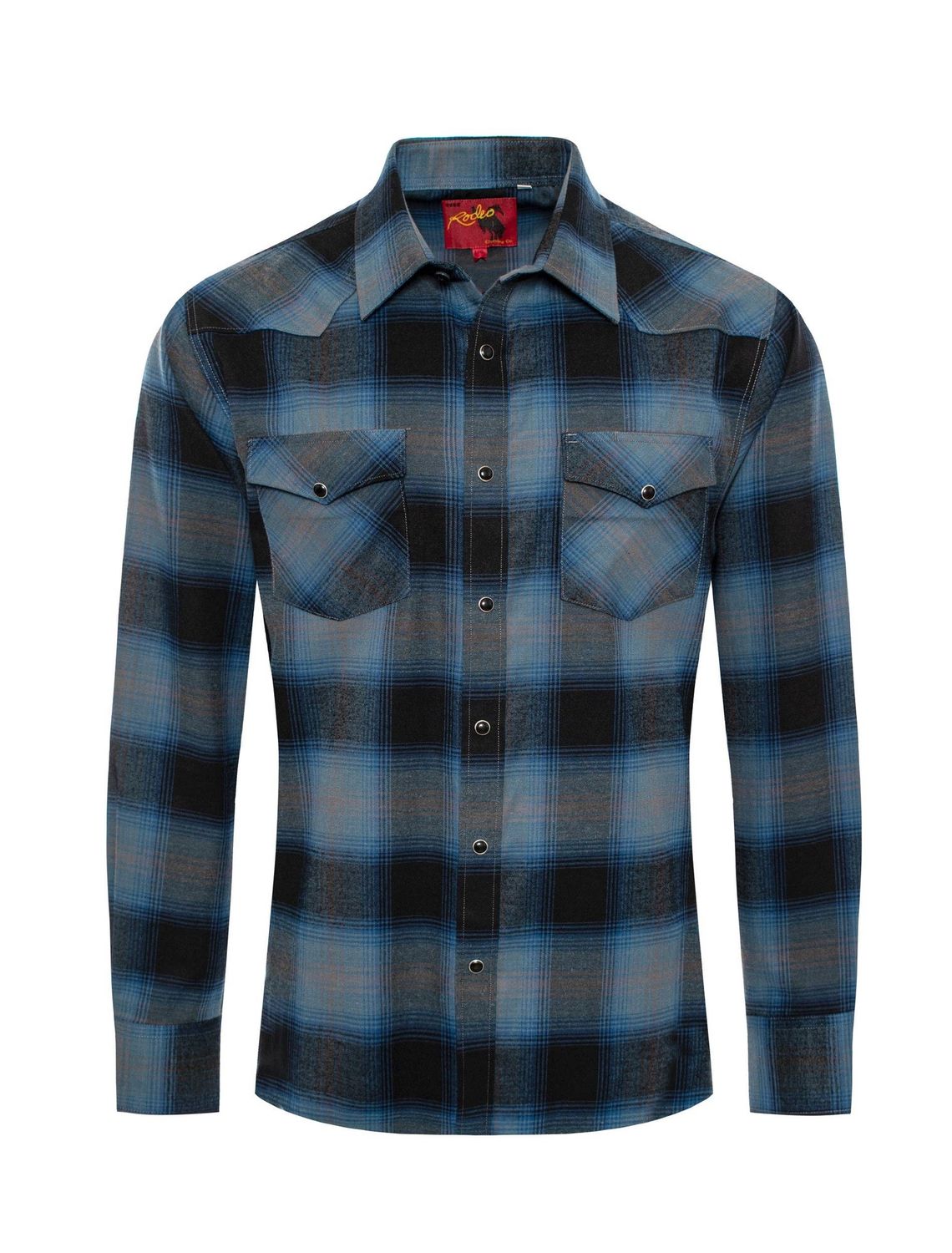 Rodeo Clothing - Men's Western Long Sleeve Flannel Shirt With Snap Buttons, Size: S