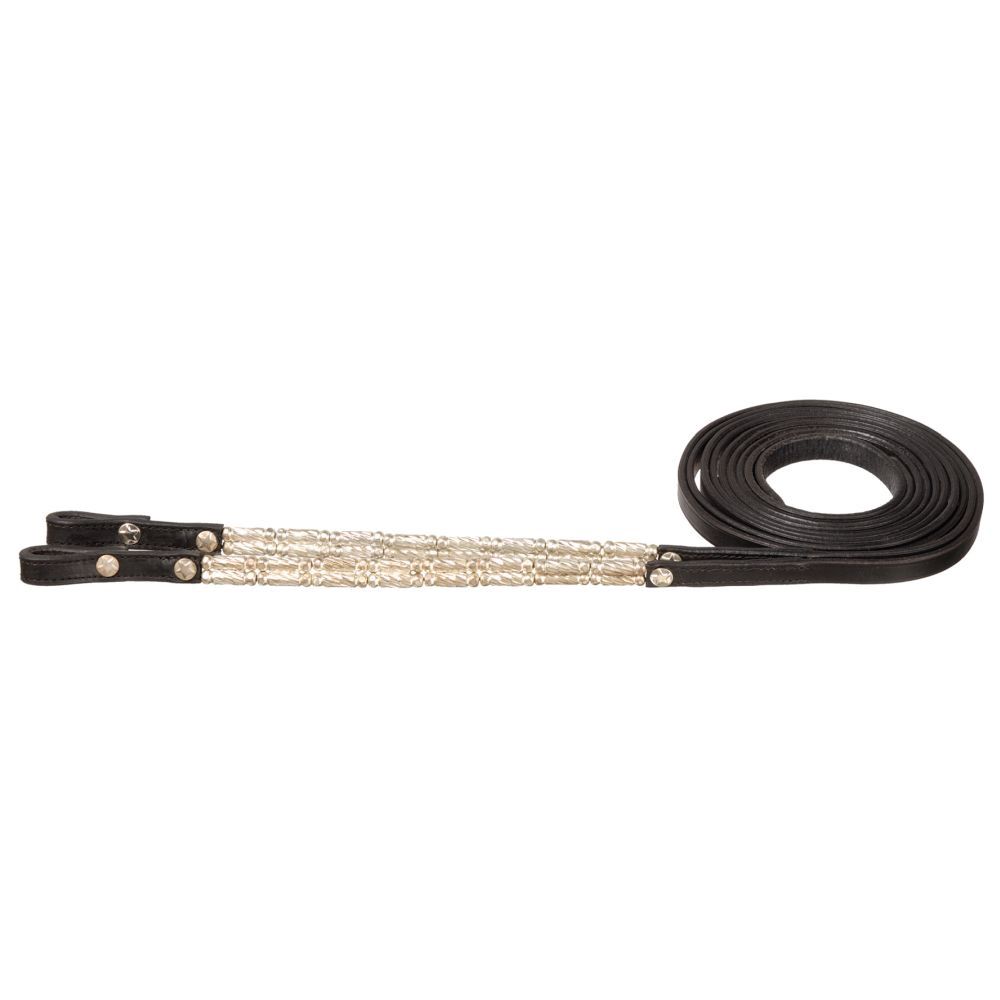 Royal King 84" Ferruled Show Reins, Color: Black