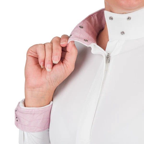 ROMFH® Classic Show Shirt Long Sleeve, Color: White Graphic Waves, Size: XS