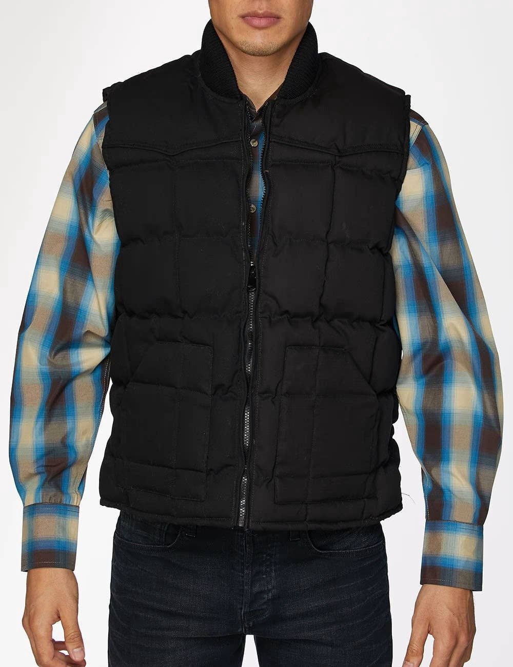 Rodeo Clothing Men's Western Canvas Vest, Color: Black, Size: S