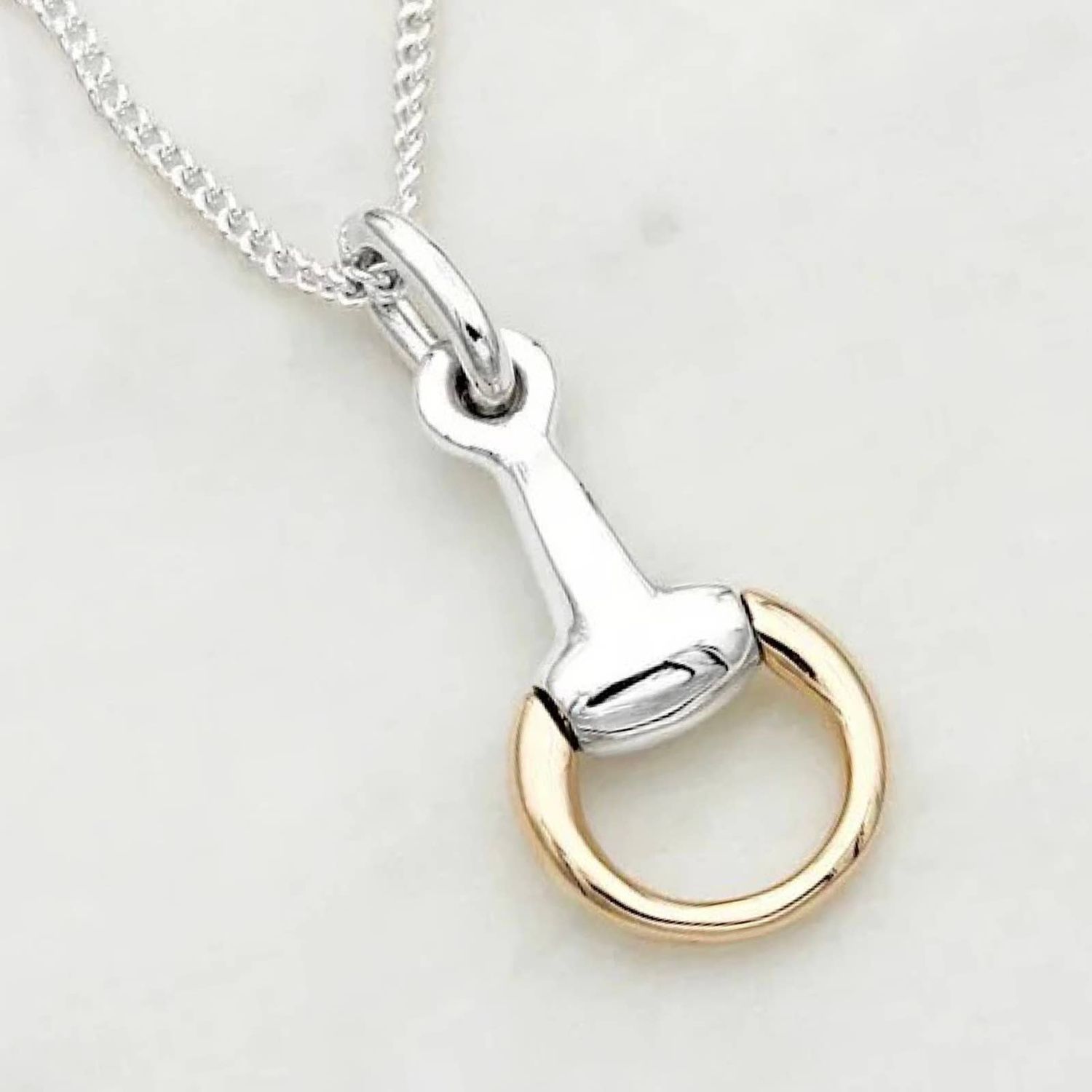 Snaffle Bit Eq Silver Necklace