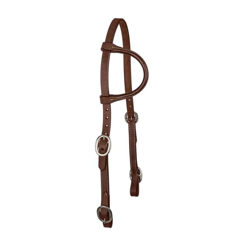Single Ear Headstall Buckle Ends, Color: medium-oil, Size: Horse
