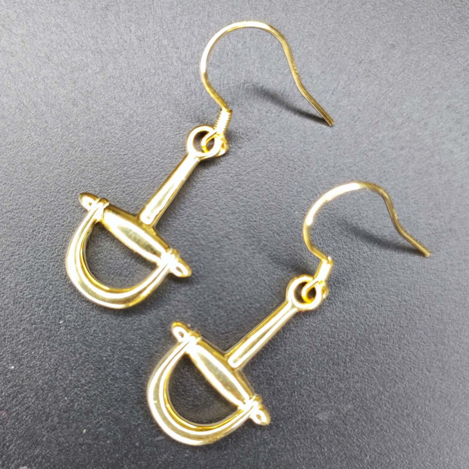 Sterling Silver Equestrian Dee Ring Earrings, Color: Gold