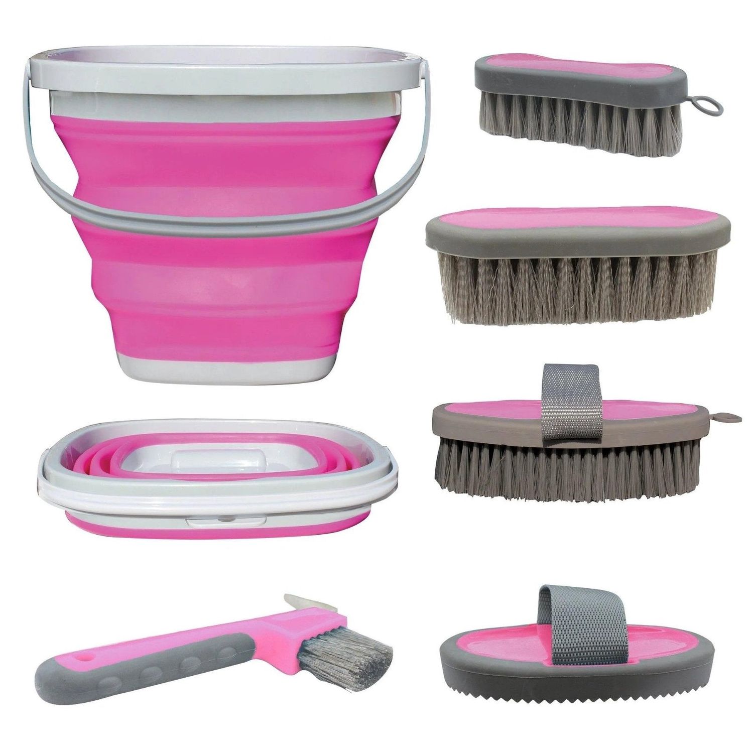 Tail Tamer Grooming Kit w/ Collapsible Bucket, Color: pink-2