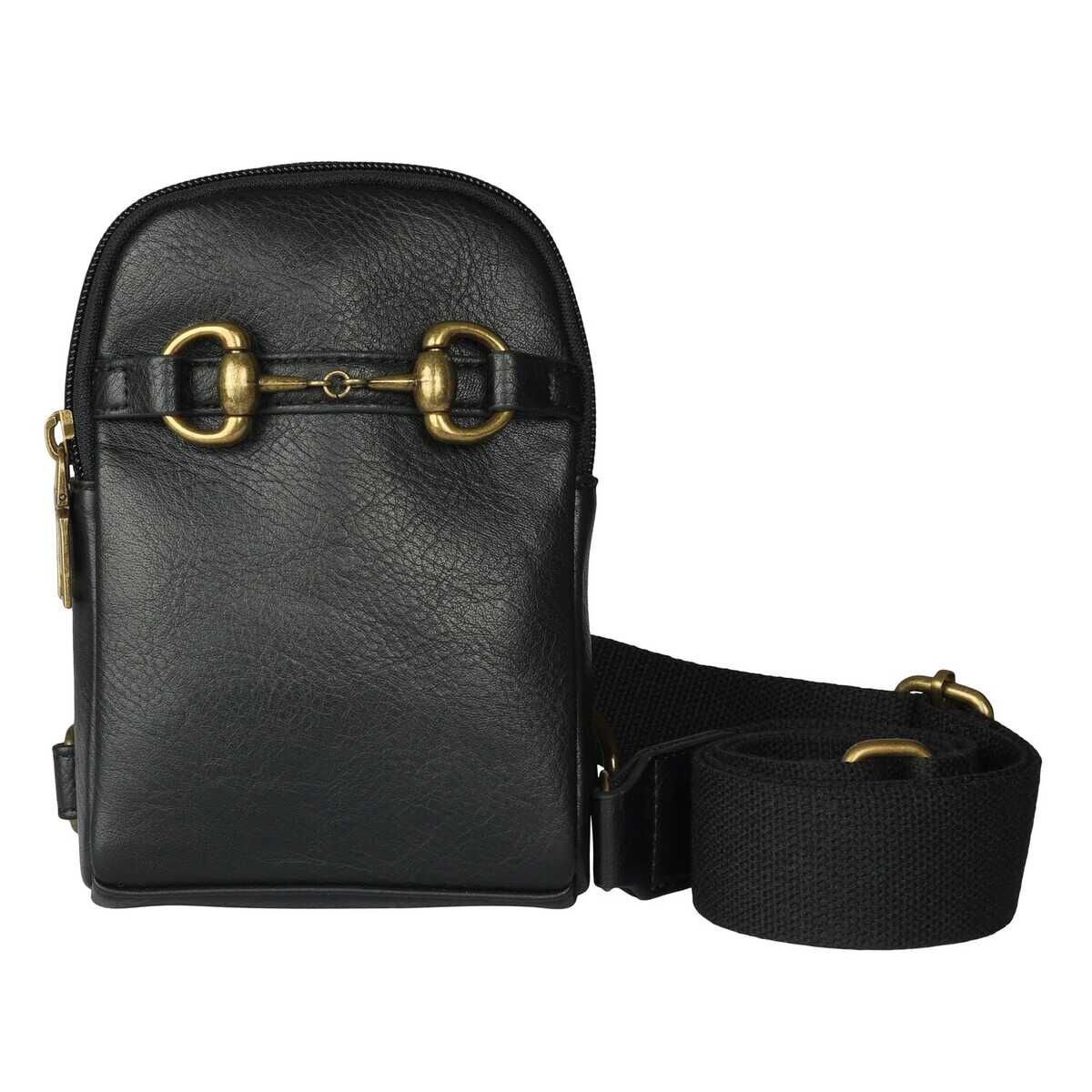 Snaffle Bit Crossbody Phone Bag, Color: black