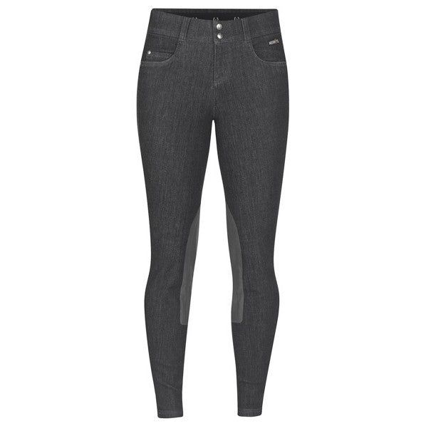 Stretch Denim Knee Patch Riding Breech, Color: charcoal, Size: 1X