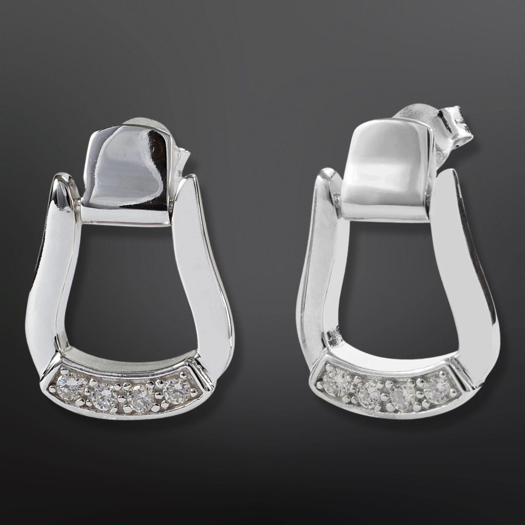 Sterling Silver Saddle Stirrup Earrings, Color: Sterling Silver