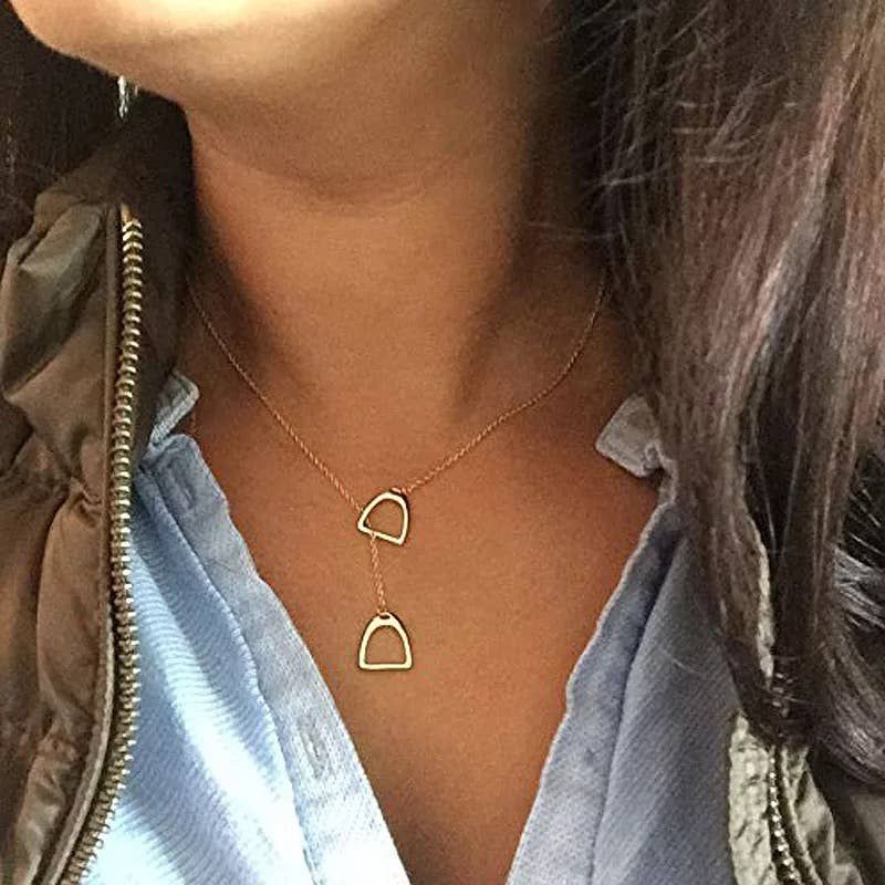 Sterling Silver Eq English Stirrup Iron Necklace