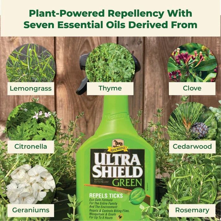 UltraShield® Green Natural Fly Repellent, Size: 32 fl oz spray