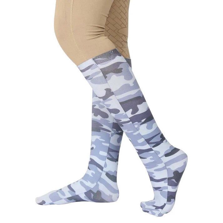 TuffRider® Camo Boot Socks, Color: Light Grey/Charcoal/Black, Size: STD