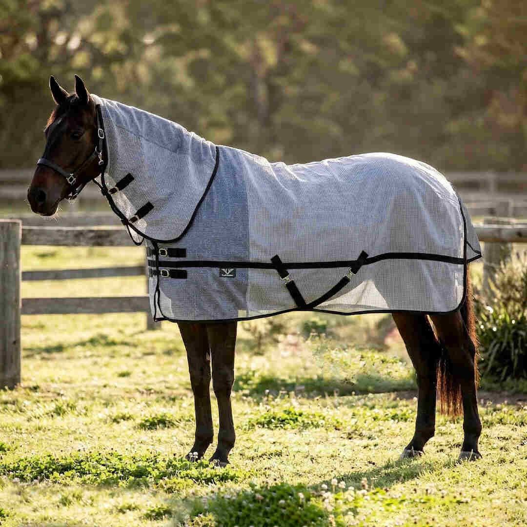TuffRider® Ripshield Fly Sheet Combo Neck, Color: grey-black, Size: 69