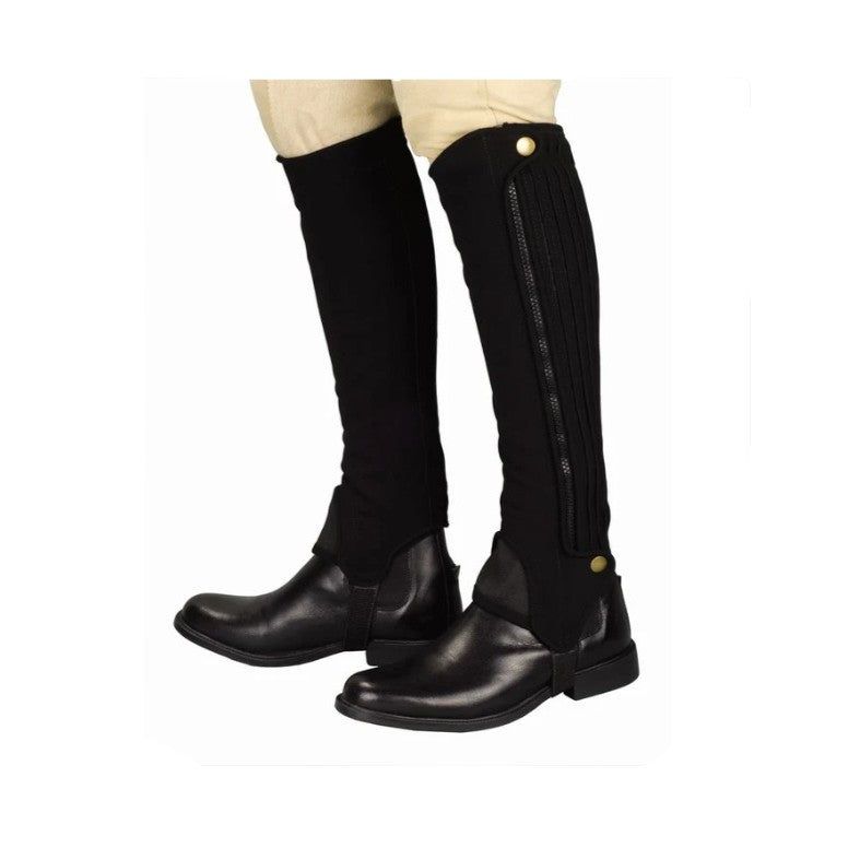 Grippy Nubuck Half Chaps, Color: BLK, Size: XS