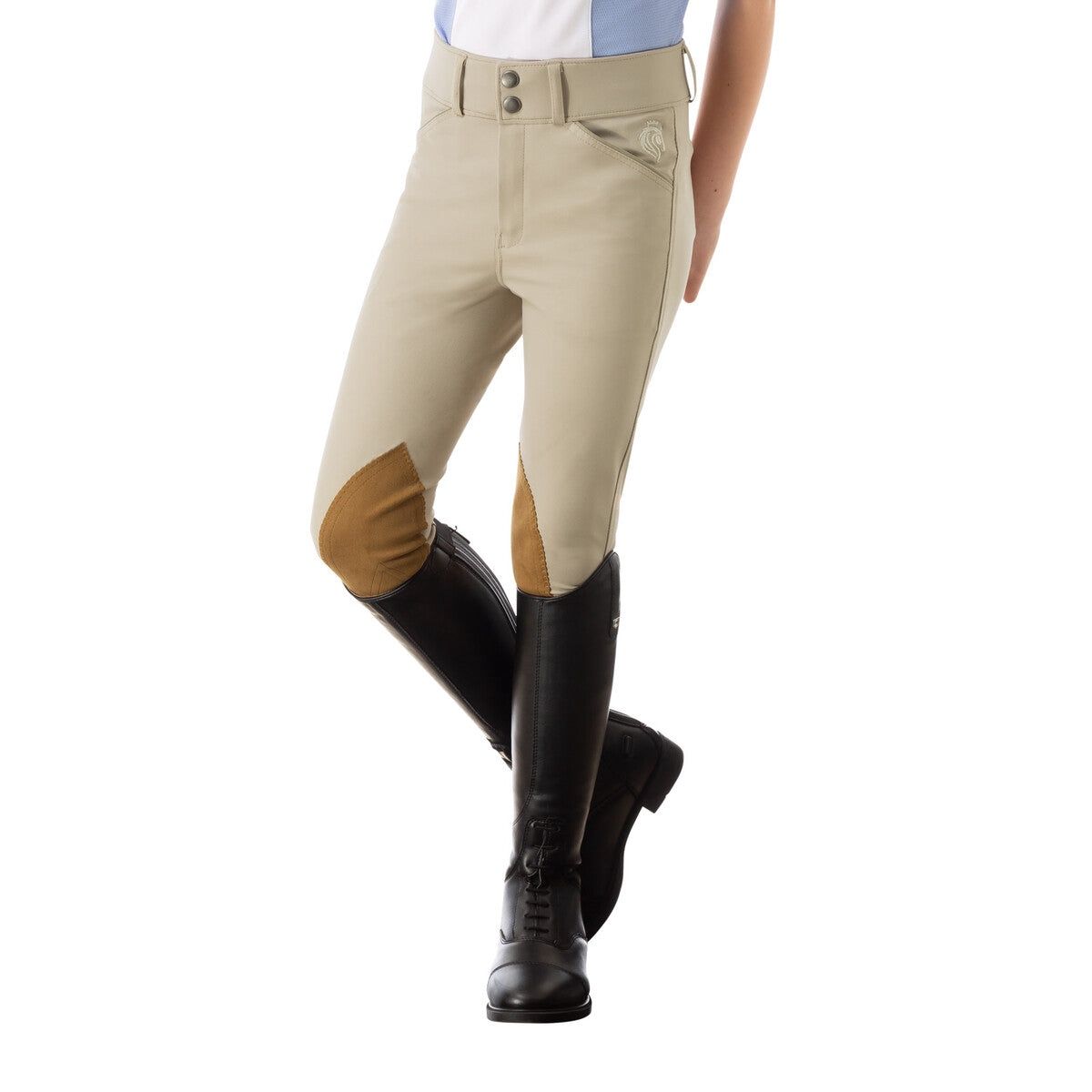 Tuva Kid's Show Knee Patch Breeches, Color: tan, Size: 8