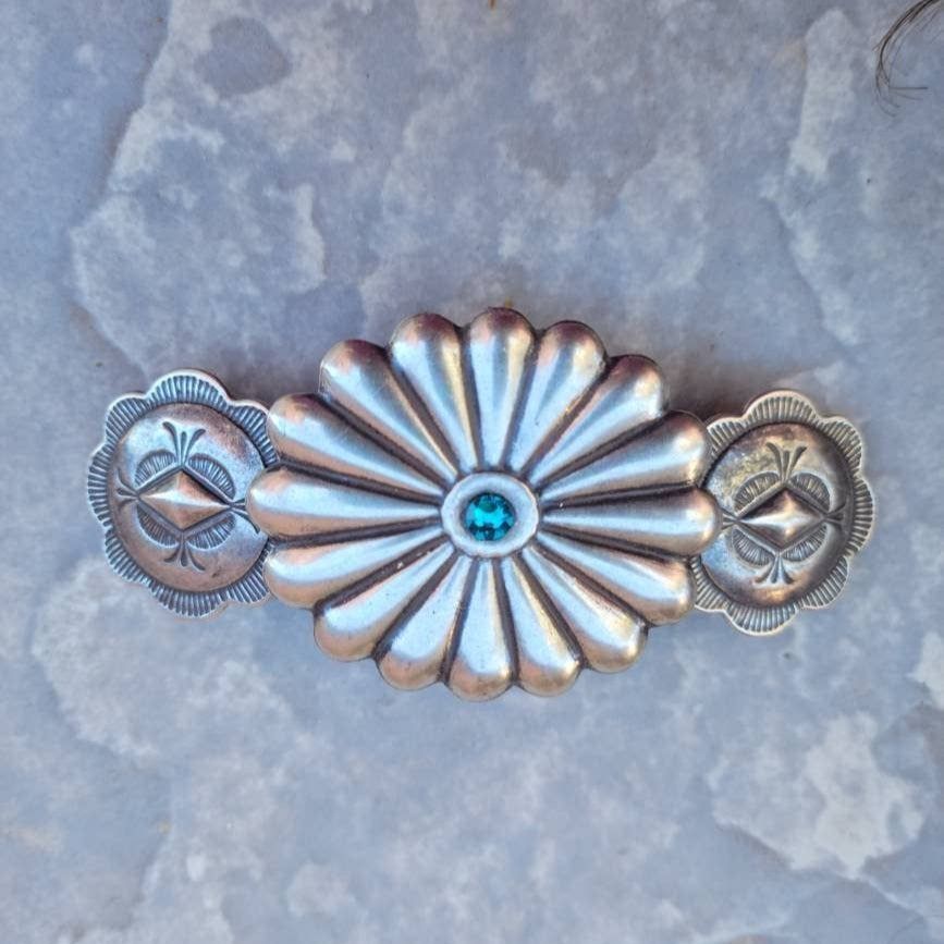 Turquoise Swarovski Crystal Barrette, Color: Deep Turquoise Blue