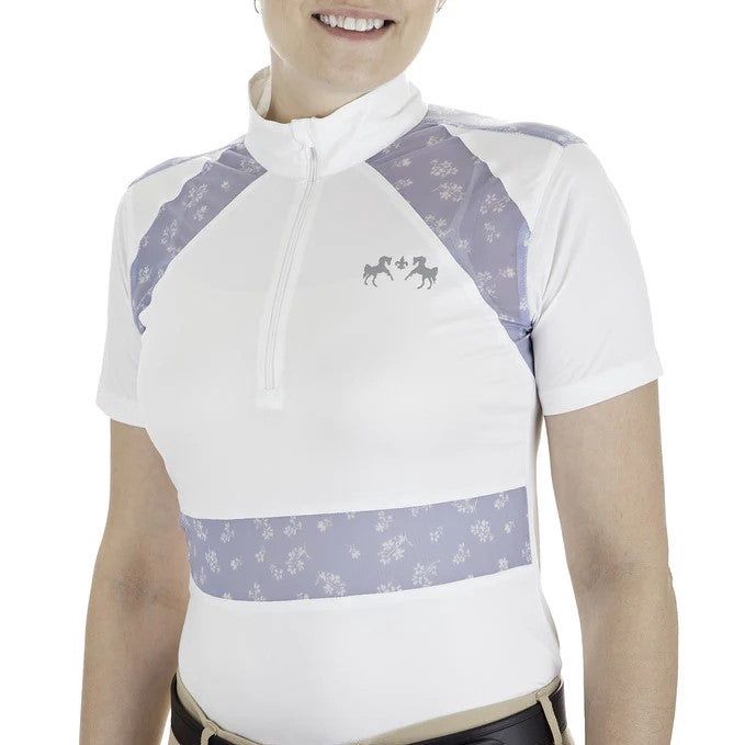 Women's EquiCool Short Sleeve Show Shirt, COLORS: White/Floral, Size: 2XL