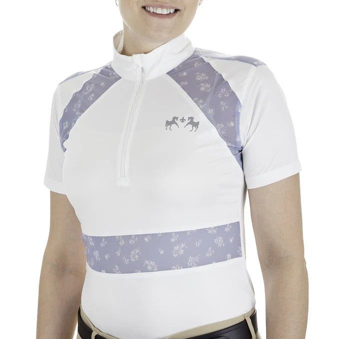 Women's EquiCool Short Sleeve Show Shirt, COLORS: White/Floral, Size: 2XL