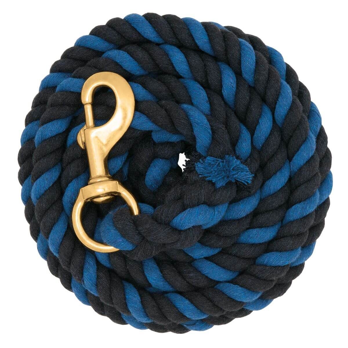 WL 10 ft Cotton Lead Rope, Color: Black/ Blue