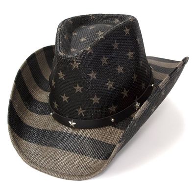 WE Black &amp; Gray Americana Straw Western Hat