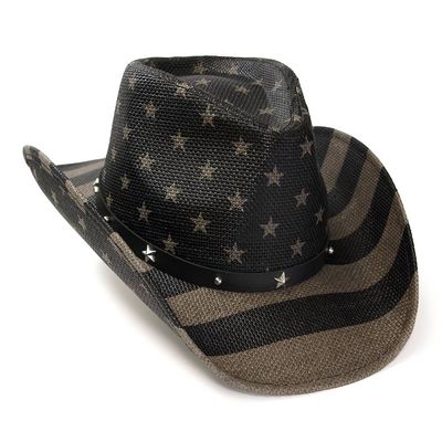 WE Black &amp; Gray Americana Straw Western Hat